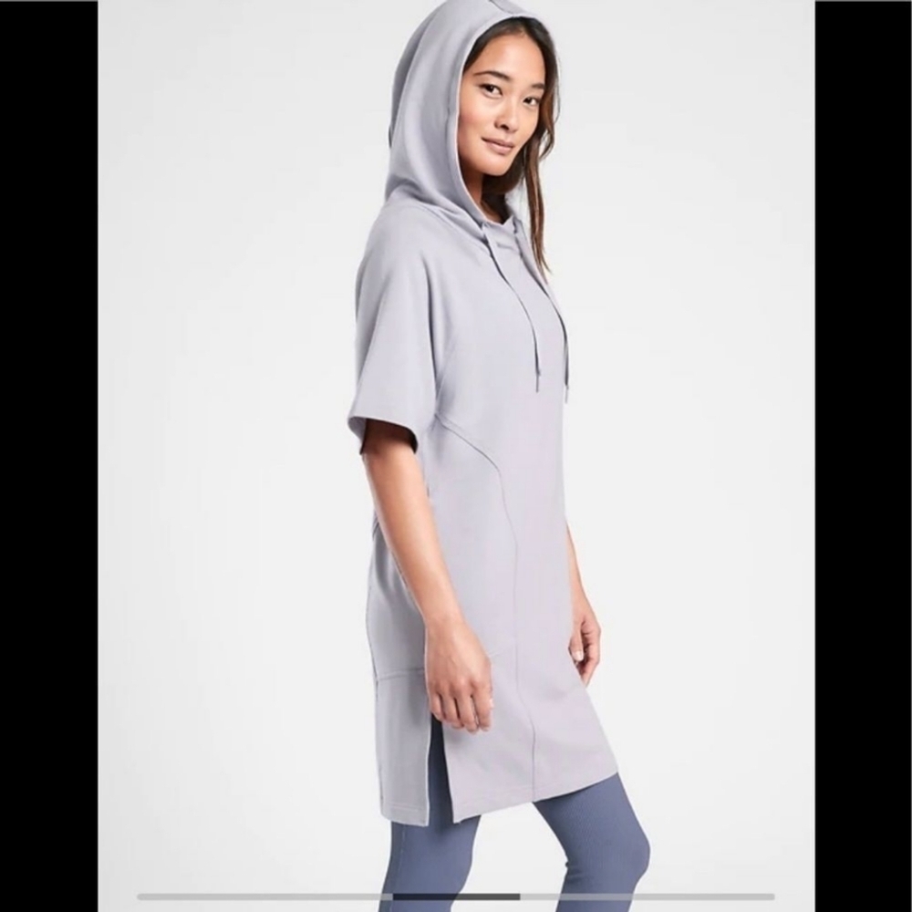 Athleta Cabana Light Purple Relaxed Fit Tunic Hoodie Sweatshirt Size M - Picture 11 of 16